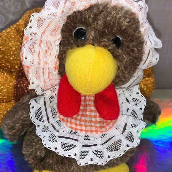 5" Thanksgiving Pilgrim PeePab pals turkey plush bonnet apron sparkly glittery - Picture 4 of 10